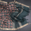 Pure Tussar Dark Green Printed Saree