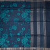 Pure Tussar Dark Blue Floral Printed Saree 04