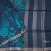 Pure Tussar Dark Blue Floral Printed Saree 04