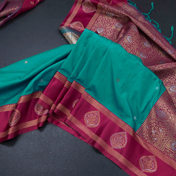 KSRTSR42073-Art-Silk-Jade-Green-Saree-With-Zari-Buttas-And-Zari-Border-main