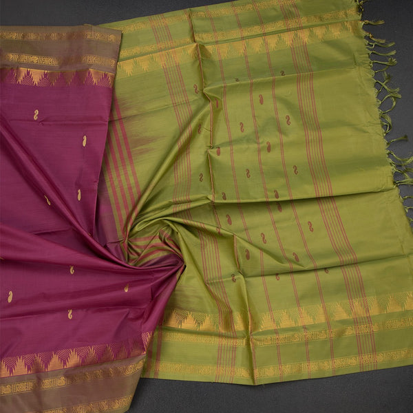 KSRTSR42100-5-Vaazhai-Naar-Dark-Pink-Saree-With-Thread-Buttas-And-Contrast-Pallu-02-crush