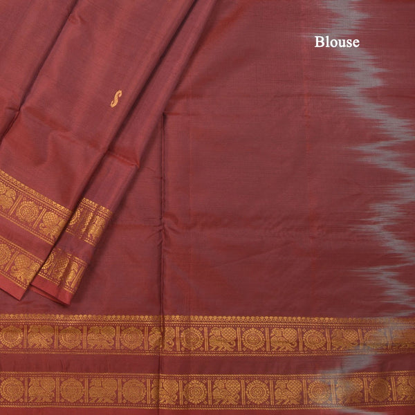 KSRTSR42104-4-Vaazhai-Naar-Rust-Brown-Saree-With-Thread-Buttas-And-Contrast-Pallu-blouse