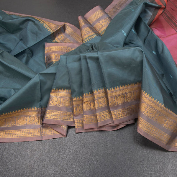 KSRTSR42142-Vaazhai-Naar-Grey-Saree-With-Thread-Buttas-And-Contrast-Pallu-04-main