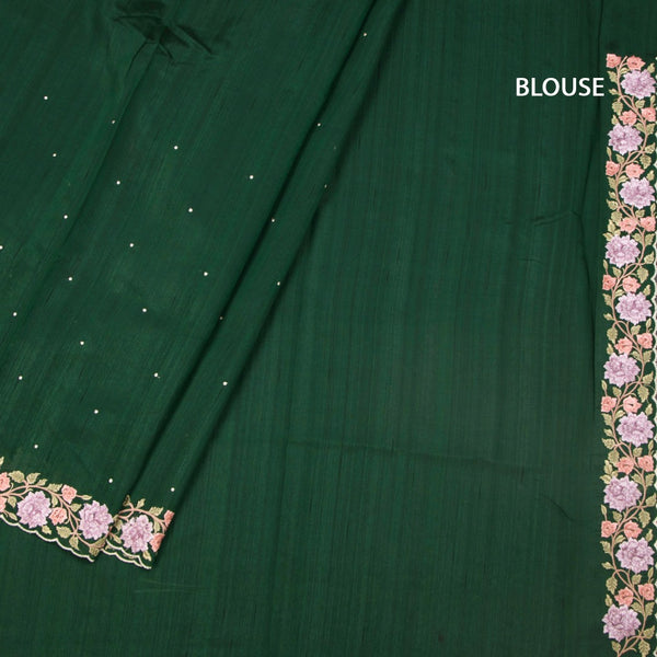 KSRTSR42152-4-Raw-Silk-Dark-Green-Thread-Work-Saree-blouse