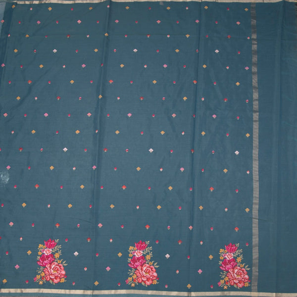 KSRTSR42154-2-Organza-Greyish-Blue-Thread-Work-Saree-full-veiw