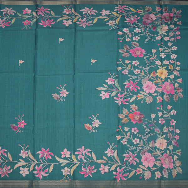 KSRTSR42168-2-Semi-Raw-Silk-Teal-Blue-Printed-Saree-With-Floral-Creeper-Design-full-veiw