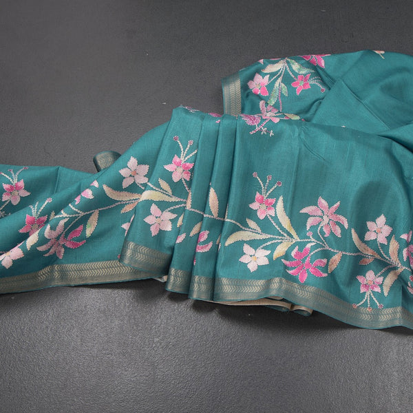 KSRTSR42168-Semi-Raw-Silk-Teal-Blue-Printed-Saree-With-Floral-Creeper-Design-main