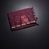 KSRTSR42188-1-Organza-Dark-Maroon-Floral-Thread-Work-Saree-fold