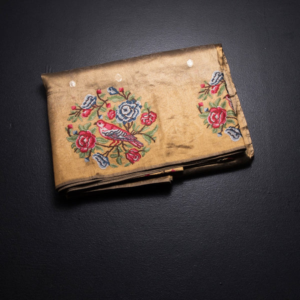 KSRTSR42198-1-Tissue-Golden-Brown-Saree-With-Zari-Buttas-And-Thread-Border-fold