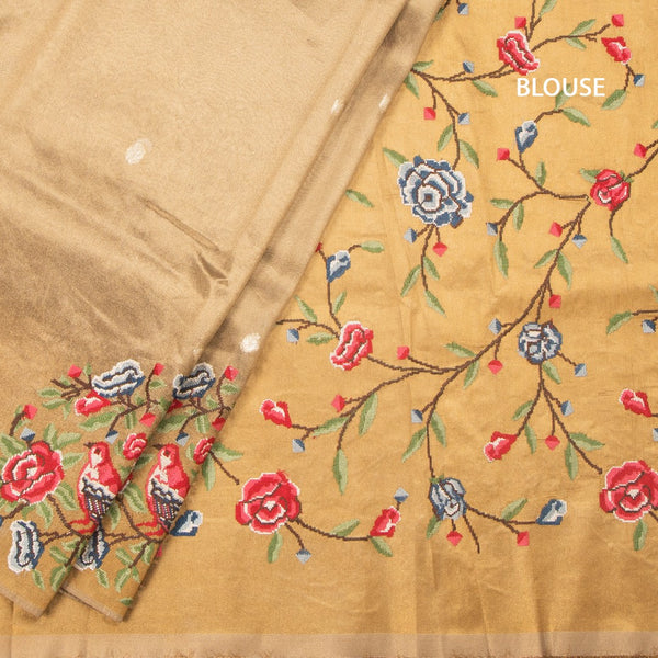 KSRTSR42198-4-Tissue-Golden-Brown-Saree-With-Zari-Buttas-And-Thread-Border-blouse