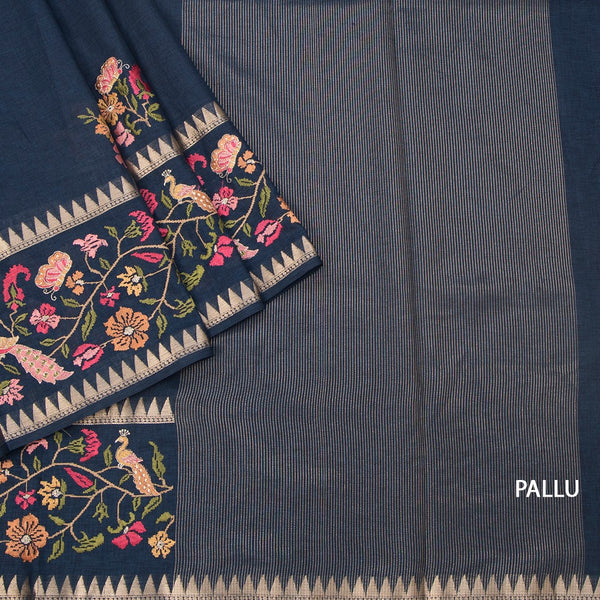 KSRTSR42207-3-Raw-Silk-Teal-Blue-Floral-Thread-Work-Saree-02-pallu