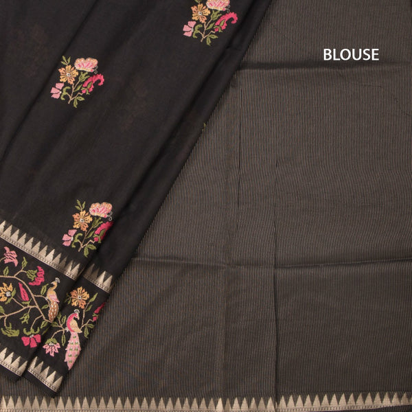 KSRTSR42209-4-Raw-Silk-Black-Floral-Thread-Work-Saree-blouse
