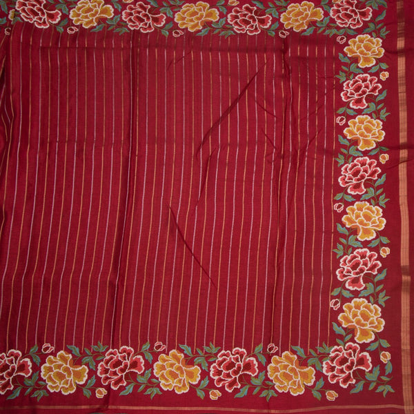 KSRTSR42223-2-Raw-Silk-Maroon-Zari-Stripes-Saree-And-Floral-Thread-Border-full-veiw