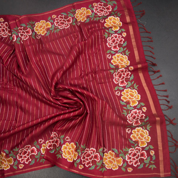 KSRTSR42223-5-Raw-Silk-Maroon-Zari-Stripes-Saree-And-Floral-Thread-Border-crush