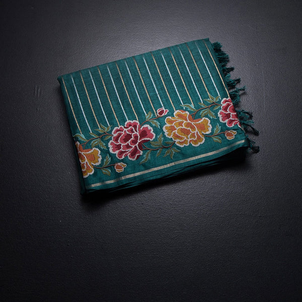 KSRTSR42225-1-Raw-Silk-Teal-Green-Zari-Stripes-Saree-And-Floral-Thread-Border-fold