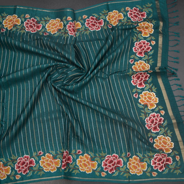 KSRTSR42225-5-Raw-Silk-Teal-Green-Zari-Stripes-Saree-And-Floral-Thread-Border-crush