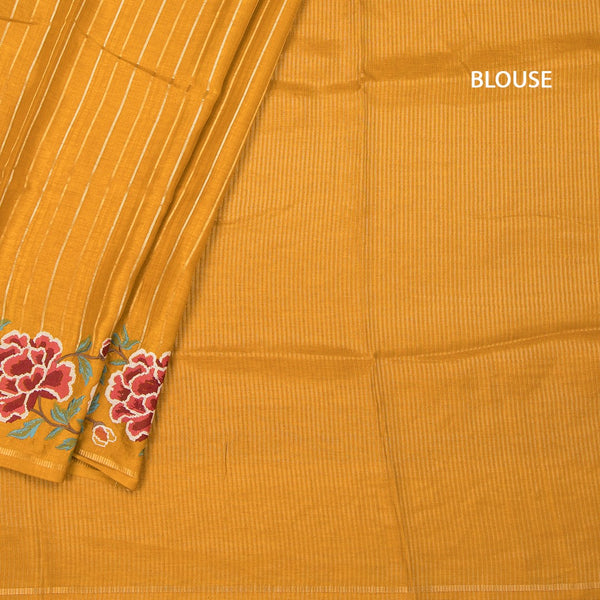 KSRTSR42226-4-Raw-Silk-Mango-Yellow-Zari-Stripes-Saree-And-Floral-Thread-Border-blouse