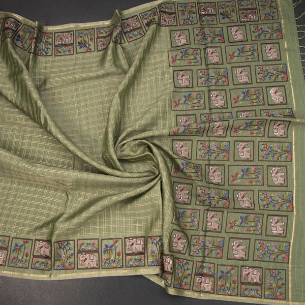 KSRTSR42298-3-Raw-Silk-Pista-Green-Zari-Checked-Saree-And-Thread-Border-02-blouse