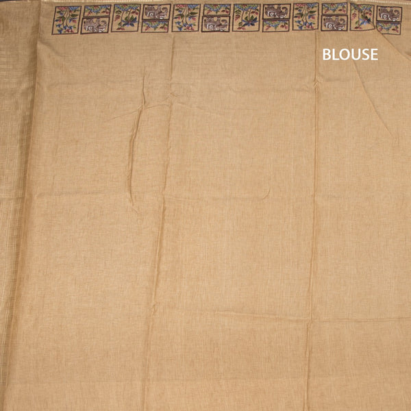 KSRTSR42299-3-Raw-Silk-Light-Brown-Zari-Checked-Saree-And-Thread-Border-blouse