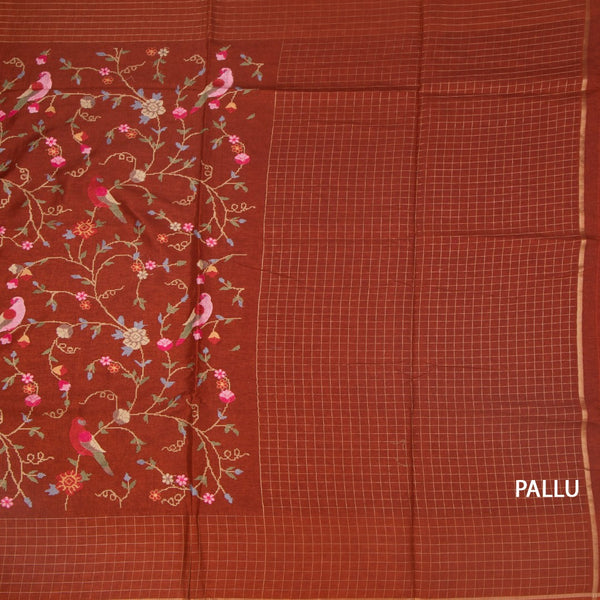 KSRTSR42303-2-Raw-Silk-Rust-Brown-Thread-Work-Saree-With-Birds-Design-pallu