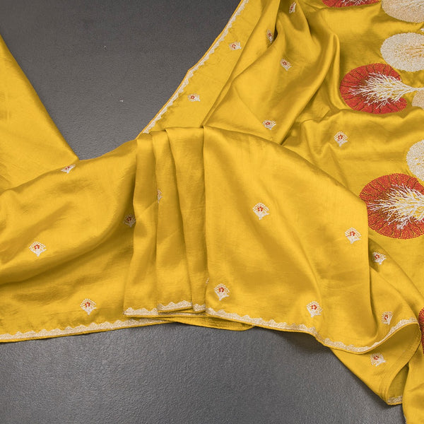 KSRTSR42320-Raw-Silk-Mustard-Yellow-Floral-Zari-Worked-Saree-main
