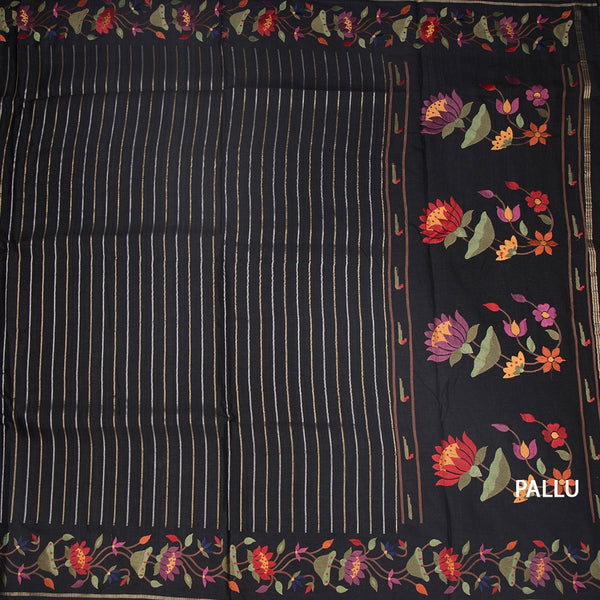 KSRTSR42323-2-Raw-Silk-Black-Zari-Stripes-Saree-And-Thread-Border-02-pallu