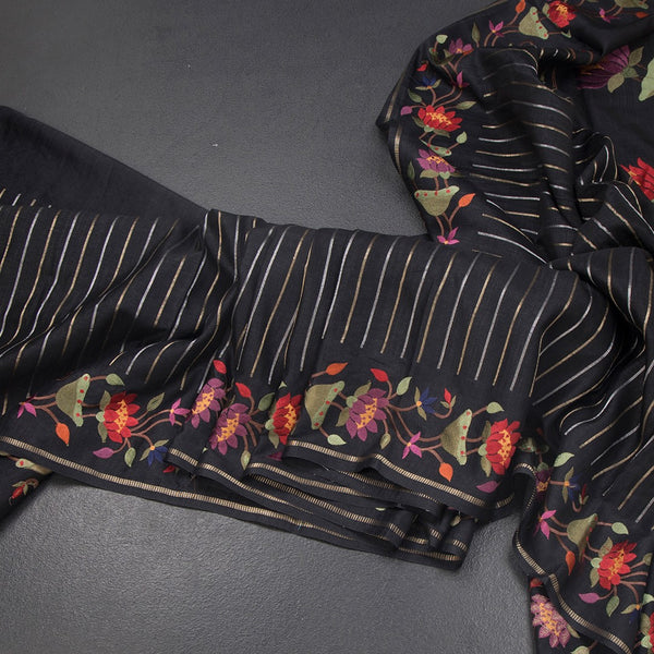 KSRTSR42323-Raw-Silk-Black-Zari-Stripes-Saree-And-Thread-Border-02-main