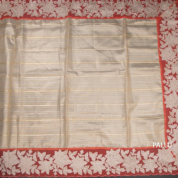 KSRTSR42360-2-Tissue-Cream-Zari-Stripes-Saree-And-Floral-Border-pallu