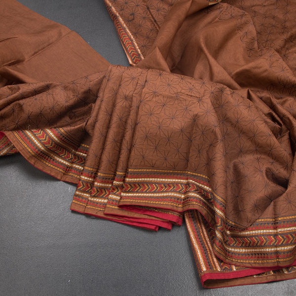 KSRTSR42366-Raw-Silk-Cinnamon-Brown-Thread-Work-Saree-main