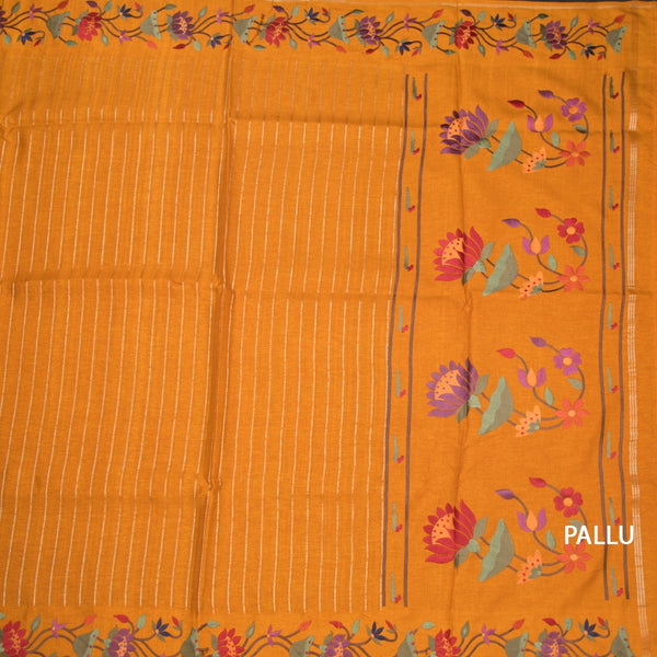 KSRTSR42384-2-Raw-Silk-Mango-Yellow-Zari-Stripes-Saree-And-Thread-Border-pallu