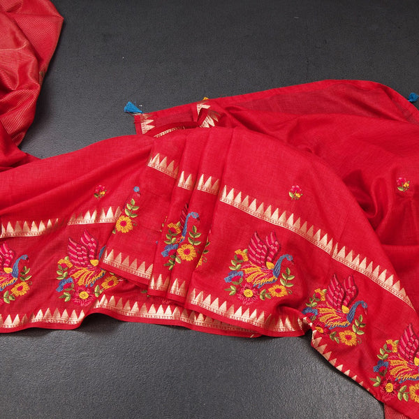 KSRTSR42459-Raw-Silk-Reddish-Pink-Thread-Work-Saree-main