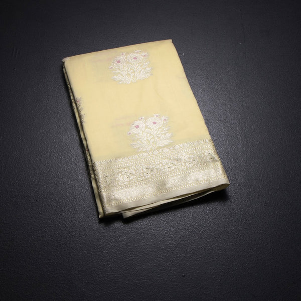 KSRTSR42499-1-Banaras-Light-Yellow-Floral-Zari-Worked-Saree-fold