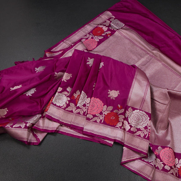 KSRTSR42503-Banaras-Magenta-Floral-Zari-Worked-Saree-main