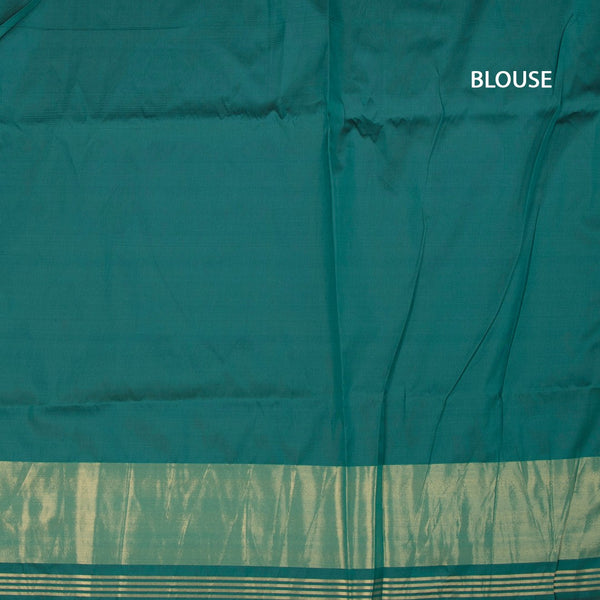 KSRTSR42522-3-Banaras-Dark-Green-Ikkat-Pattern-Saree-blouse