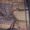 KSRTSR42528-4-Banaras-Navy-Blue-Ikkat-Pattern-Saree-crush