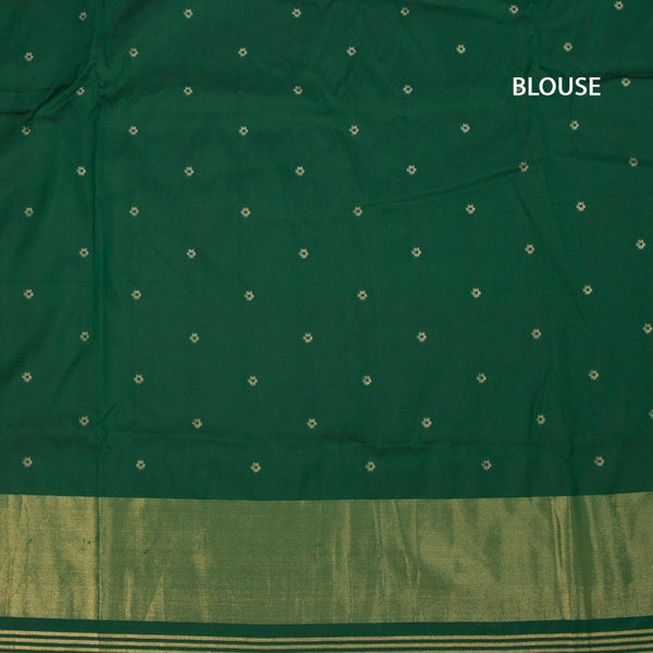 KSRTSR42532-3-Banaras-Forest-Green-Ikkat-Pattern-Saree-blouse