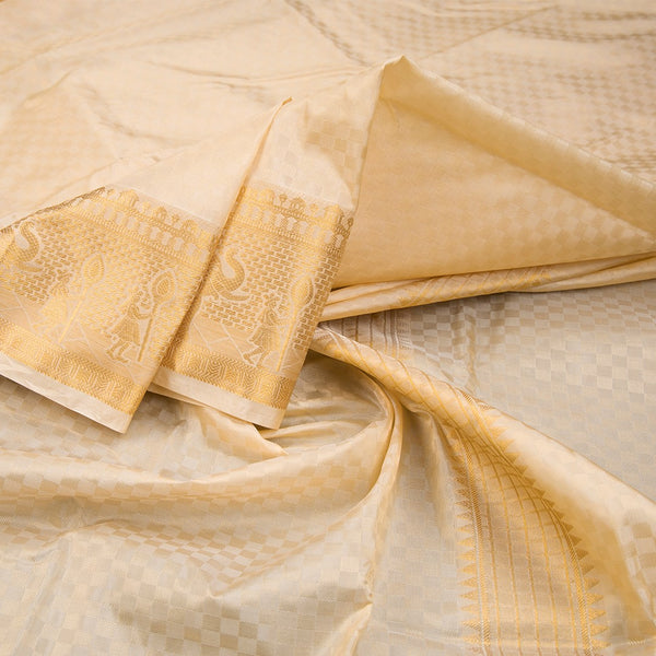 8 X 4 Sandal Semi Silk Dhoti And Matching Shirt Material 02