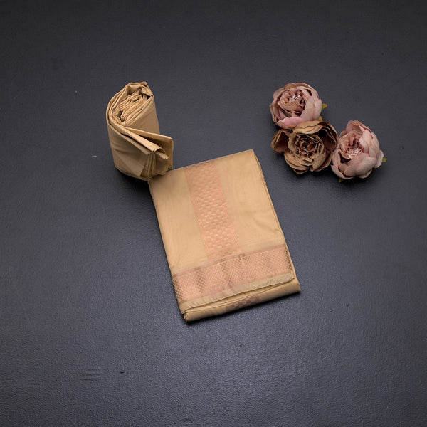 Sandal Semi Silk 8 Mozham Dhoti With Matching Shirt Material 11