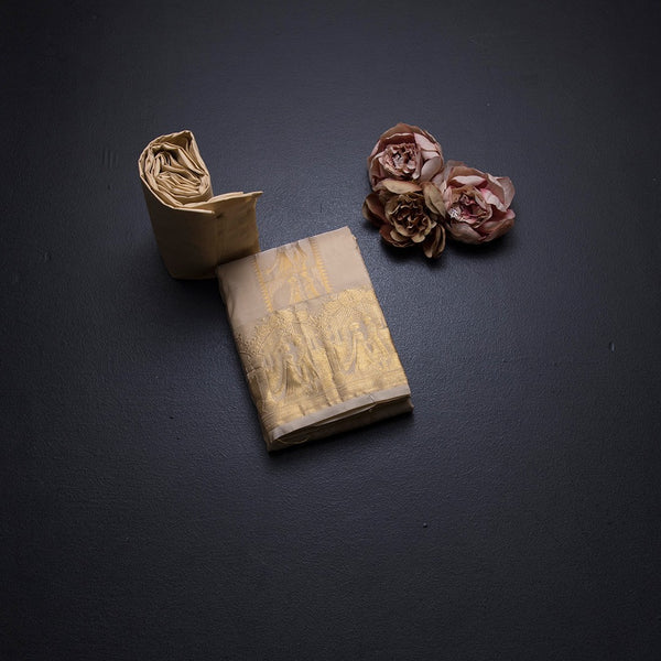 8 X 4 Sandal Semi Silk Dhoti And Matching Shirt Material 04