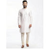 Semi Silk White Plain 3/4 Kurta