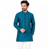 Semi Silk Peacock Blue Plain 3/4 Kurta