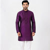 Semi Silk Purple Plain 3/4 Kurta