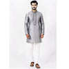 Semi Silk Grey Plain 3/4 Kurta