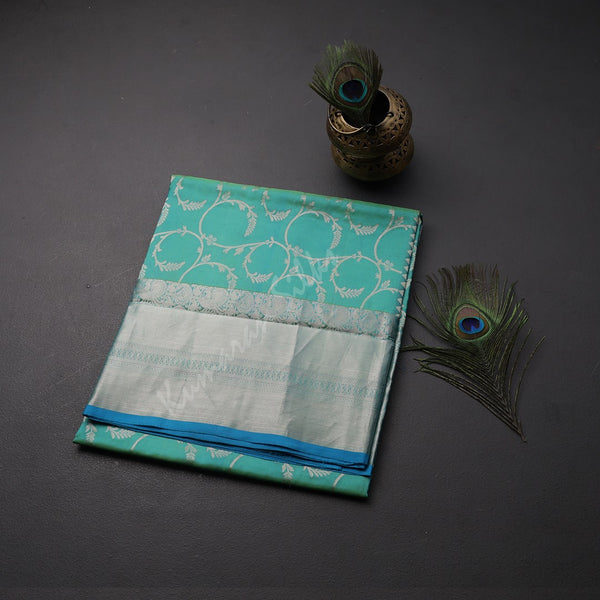 Dual Tone Blue Soft Silk Saree With Silver Zari