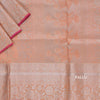 Peach Brocade Soft Silk Saree With Silver Zari Work - Kumaran Silks