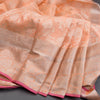 Peach Brocade Soft Silk Saree With Silver Zari Work