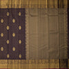 Dark Brown Silk Saree With Striped Design And Zari Border - Kumaran Silks