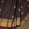Dark Brown Silk Saree With Striped Design And Zari Border - Kumaran Silks
