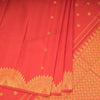 Red Silk Saree With Chakra And Peacock Buttas And Temple Design On Pallu - Kumaran Silks