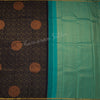 Navy Blue Brocade Silk Saree With Ribbon Zari Border - Kumaran Silks